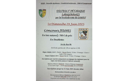 CONCOURS DOUBLETTES JEUNES DIMANCHE 29 JUIN DISTRICT LANGONNAIS SUR LE TERRAIN DE FONTET