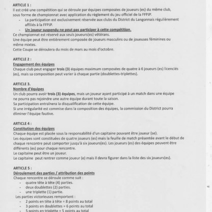 REGLEMENT COUPE DISTRICT VETERANS